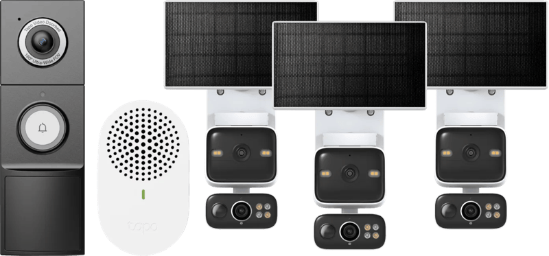 TP-Link Tapo C645D Solar Kit 3-Pack + D235 Smart Battery & Wired Doorbell