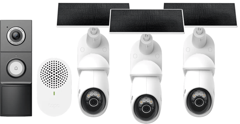 TP-Link Tapo C660 Solar Kit 3-Pack + D235 Smart Battery & Wired Doorbell