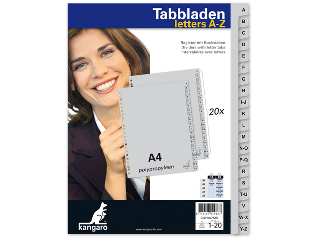 Tabbladen A4 23 rings A-Z kunststof | Merkloos