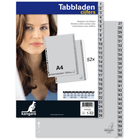 Tabbladen A4 23 rings cijfers 1-52 | Kangaro