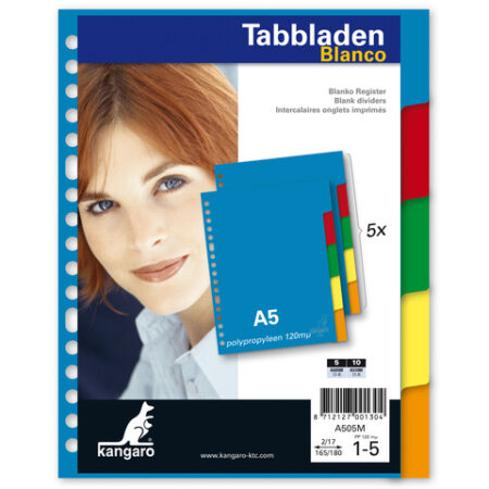 Tabbladen A5 Blanco 17 rings kunststof | Kangaro