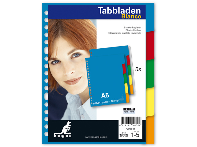 Tabbladen A5 Blanco 17 rings kunststof | Kangaro
