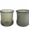 Theelicht Redondo licht en matl.groen glas 9x9x9cm 2ass