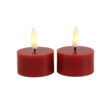 Theelicht rustiek LED rond Lyon rood 2 stuks hoogte 5
