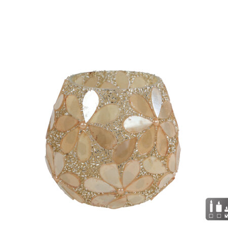 Theelichth Nea goud mozaiek glas 7x10x9cm