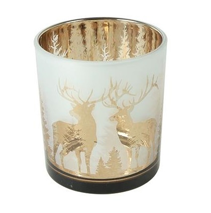 Theelichthouder Pines goud glas Ø7x8cm | Countryfield