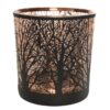Theelichthouder boom glas zwart 8cm | Decoris