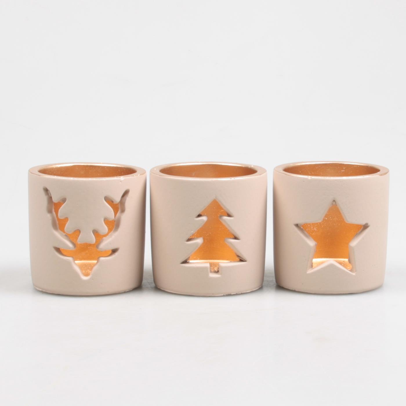Theelichthouder kerst crème Ø8