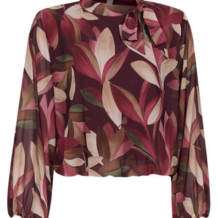 Top Blouson Strik Bladeren Bordeaux