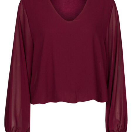 Top Blouson V-hals Bordeaux