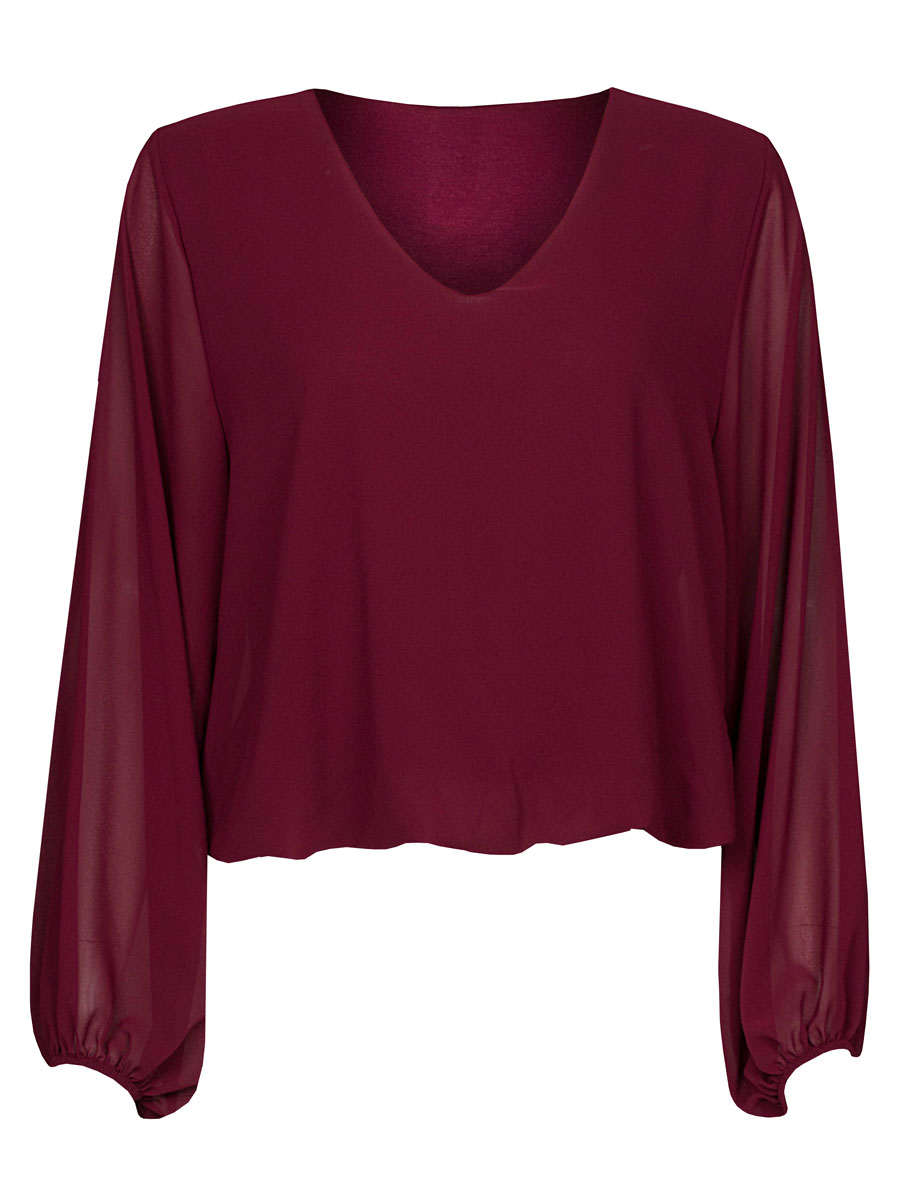 Top Blouson V-hals Bordeaux