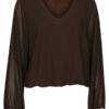 Top Blouson V-hals Bruin