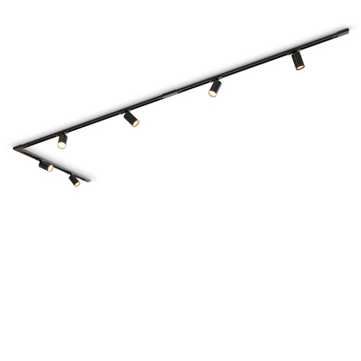 Tracklight 6-Lichts Plafondlamp Zwart
