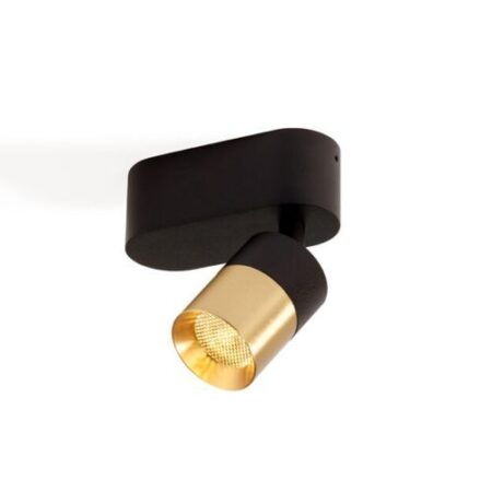 Audette-Duo up Rounded Plafondlamp - 2700K - 23 - Zwarte base & frame - Messing ring - Met Honeycomb