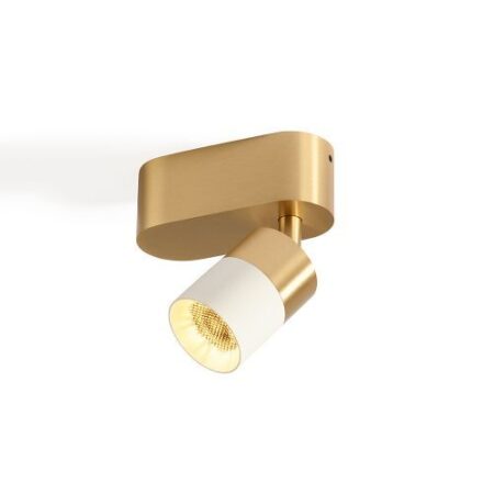 Audette-Duo up Rounded Plafondlamp - 2700K - 23Â° - Messing base & frame - Witte ring - Met Honeycomb