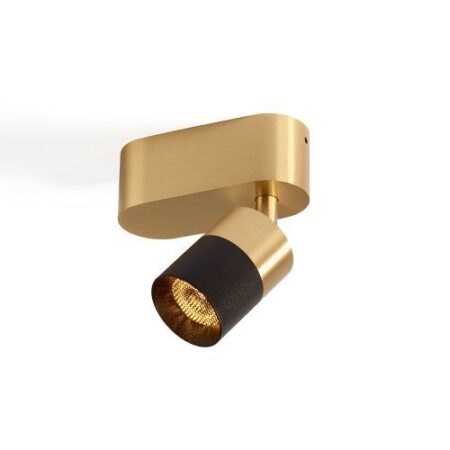 Audette-Duo up Rounded Plafondlamp - 2700K - 23Â° - Messing base & frame - Zwarte ring - Met Honeycomb