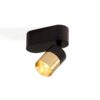 Audette-Duo up Rounded Plafondlamp - 2700K - 23Â° - Zwarte base & frame - Messing ring - Zonder Honeycomb