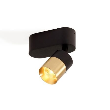 Audette-Duo up Rounded Plafondlamp - 2700K - 23Â° - Zwarte base & frame - Messing ring - Zonder Honeycomb