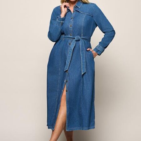 Troy Denim Jurk Medium Blauw Denim Maxi