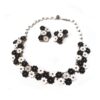 True Vintage Juwelen Set Ketting & Oor Clips Bloemen Zwart Wit | Fiftiesstore