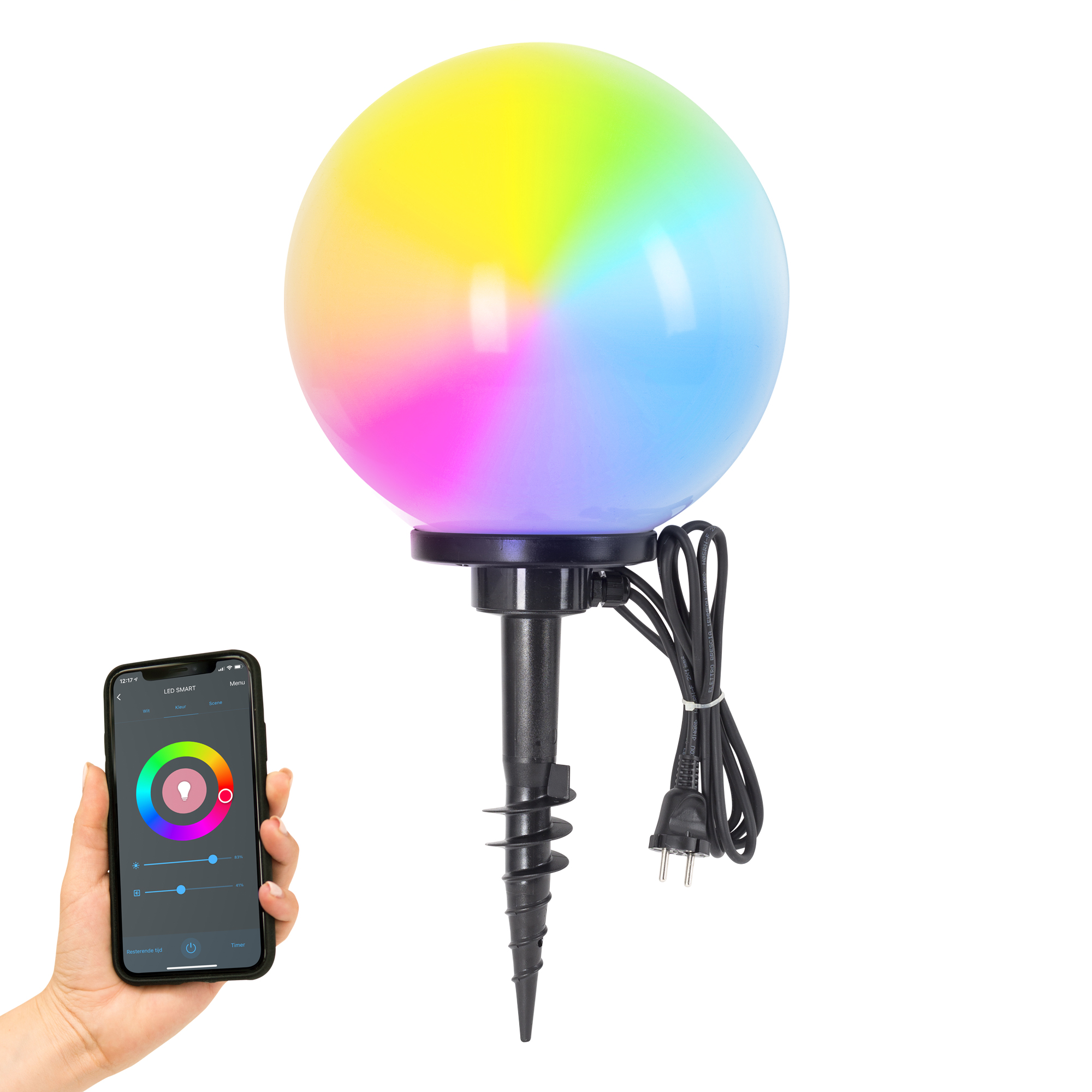Tuinbol Ø 25 met Smart WIFI LED incl. Spie