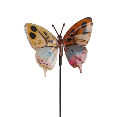 Tuinsteker Monarch op steel multicolor metaal 17x1x70cm