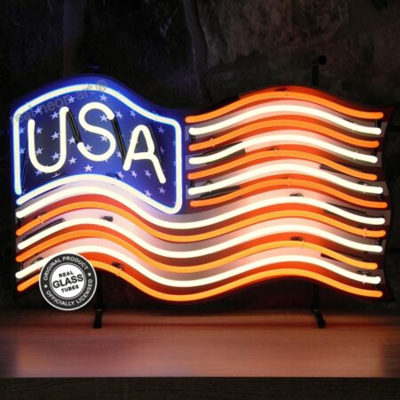 USA Amerikaanse Vlag Neon Verlichting 64 x 40 cm - Rood