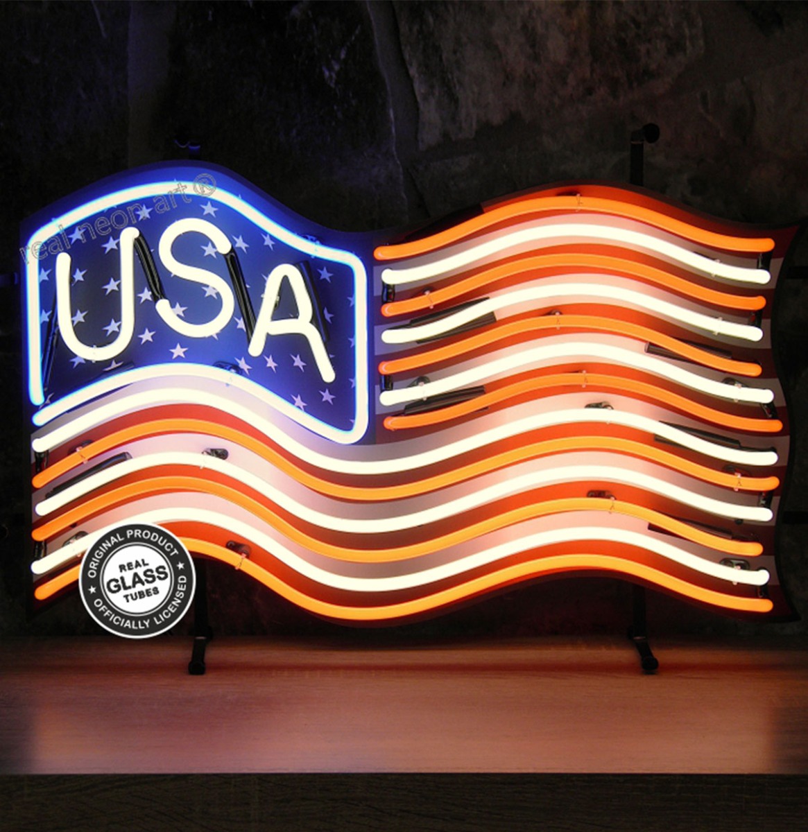 USA Amerikaanse Vlag Neon Verlichting 64 x 40 cm - Rood