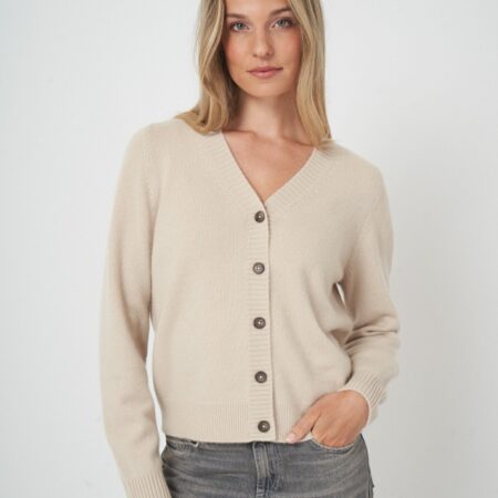 V-hals cardigan van biologische kasjmier - tijdloze stijl