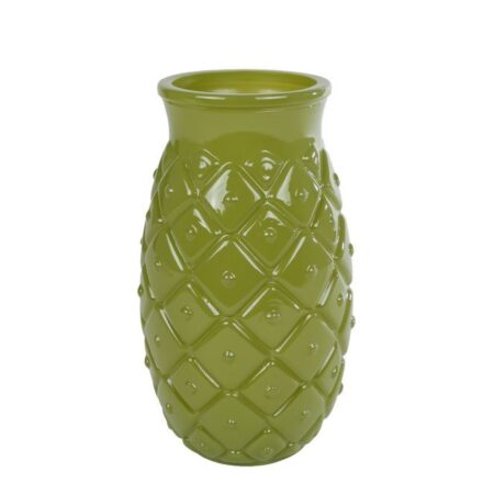 Vaas Ananas L glossy groen glas 10x10x17cm