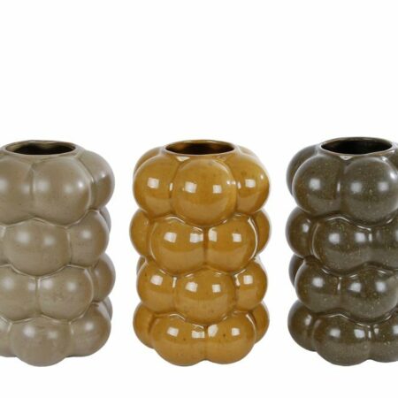 Vaas Bram M beige/amber/d. grijs a3 aardew 12x12x18cm