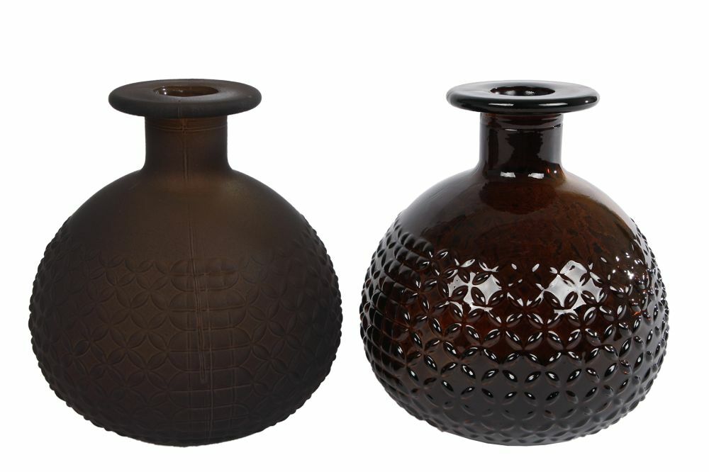 Vaas Diamond bol mat/helder bruin a2 glas per stuk.