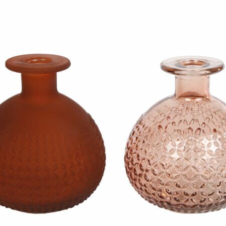 Vaas "Diamond" bol mat/helder terra a2 glas 11x11x12cm per stuk.