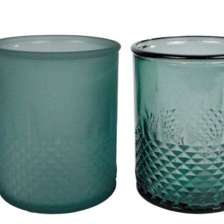 Vaas Diamond theel. mat/helder donker groen glas 9x9x10
