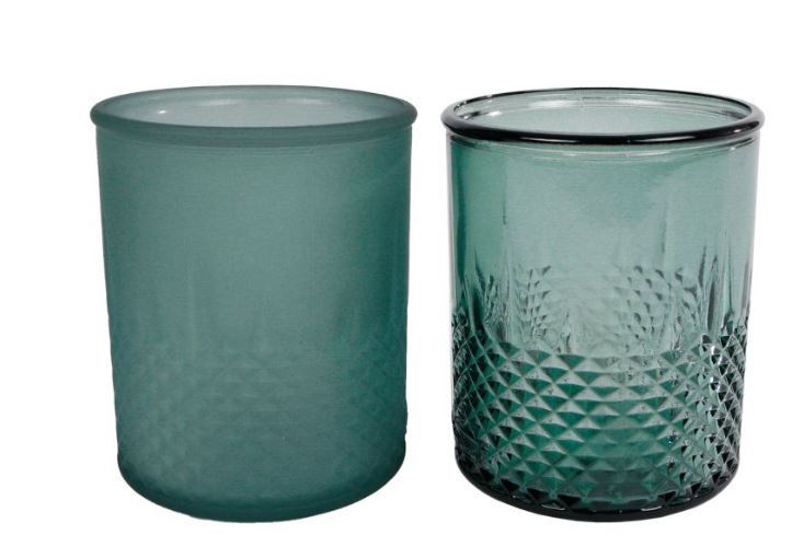 Vaas Diamond theel. mat/helder donker groen glas 9x9x10