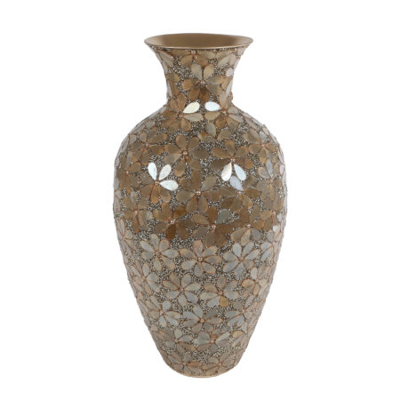 Vaas Nea goud mozaiek metaal 22x22x42cm