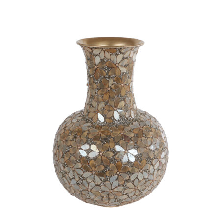 Vaas Nea goud mozaiek metaal 26x26x36cm
