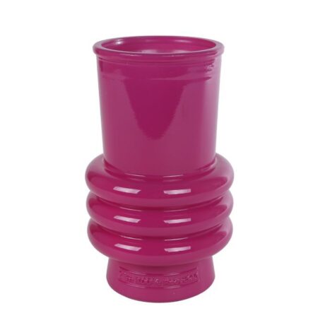 Vaas Rings glossy fuchsia glas 10x10x17cm