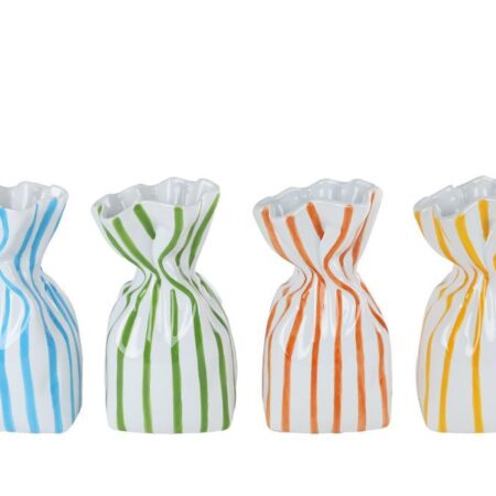 Vaas Stripe* oranje/geel/blauw/groen a4 aardewerk