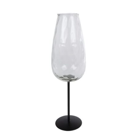 Vaas Wine glass L helder/zwart glas/metaal 8x8x28cm