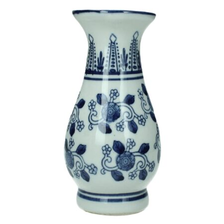 Vaas aardewerk blauw/wit 8x8xH15 | Kersten