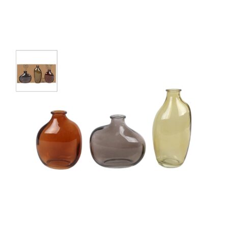 Vaas glas 3-delig bruin/groen/grijs | Merkloos