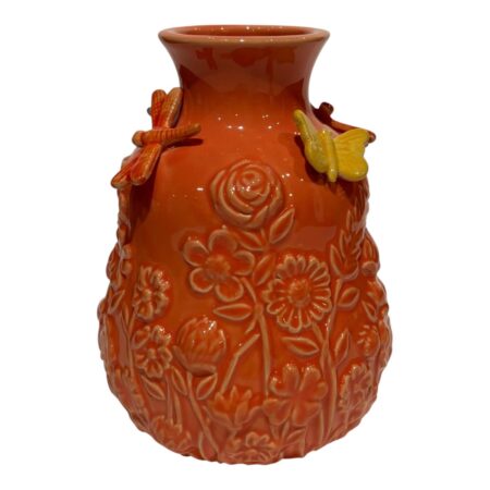 Vaas met vlinders kaneel-bruin 14xH18cm | Mansion Atmosphere