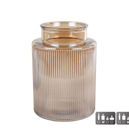 Vaas/windlicht Niamh L luster amber glas