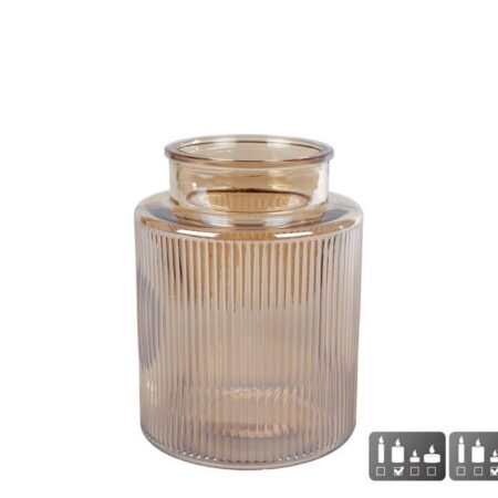 Vaas/windlicht Niamh S luster amber glas