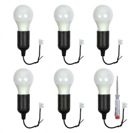 Verhuisfitting 6 stuks E27 - met 6x LED lamp en spanningzoeker