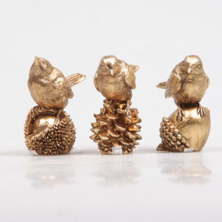 Vogel op noot goud 5x3x6cm | Season Inspired Decoration