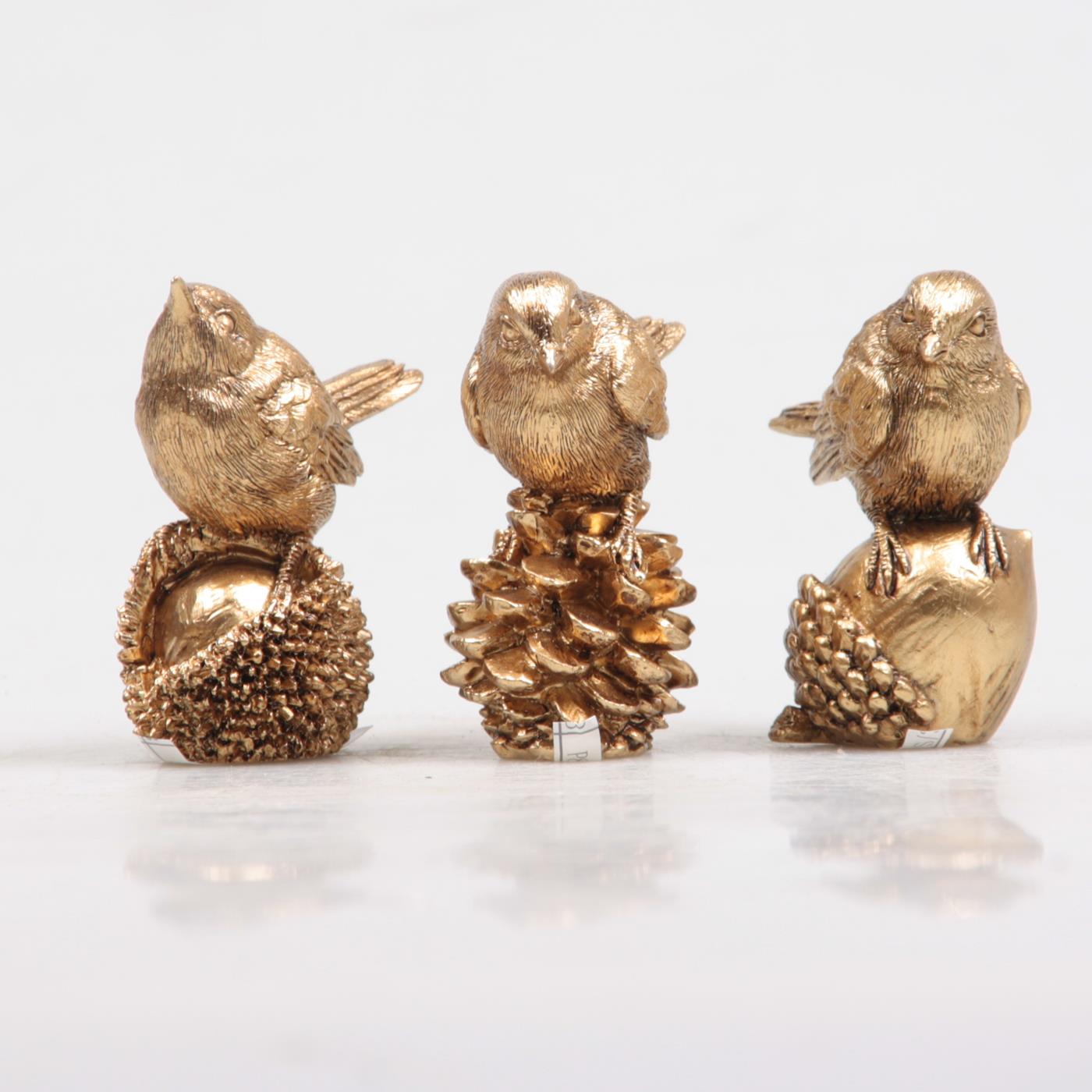 Vogel op noot goud 5x3x6cm | Season Inspired Decoration