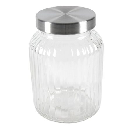Voorraadpot lines glas H19cm 1100ml | Merkloos