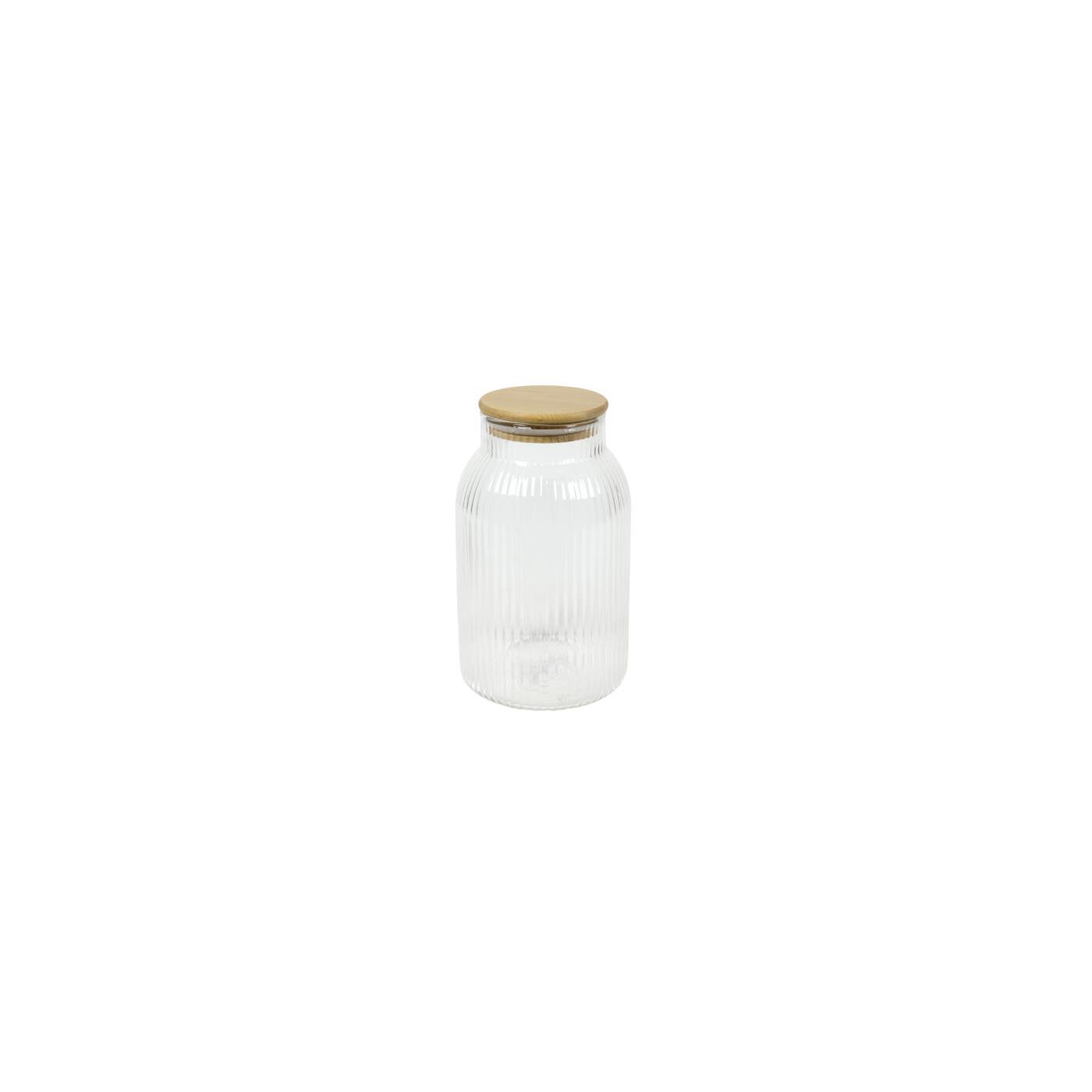 Voorraadpot lines glas/bamboe H20